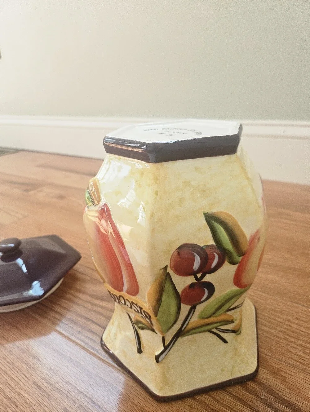 Biscotti Ceramic Cookie Jar - Hand-painted Fruit